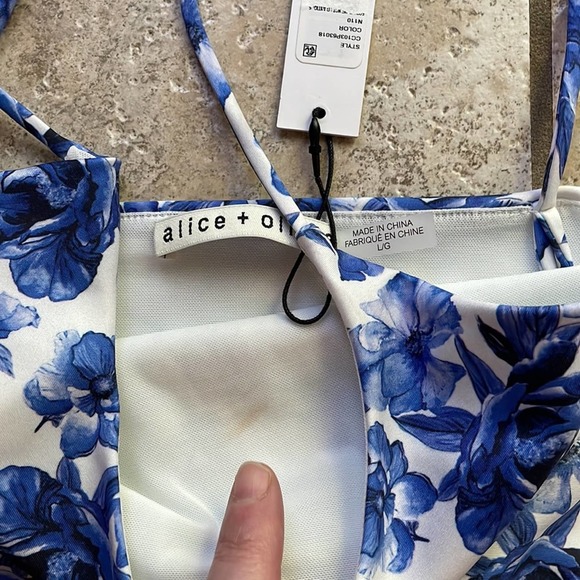 Floral Blue Women's Crop Top - Picture 7 of 13